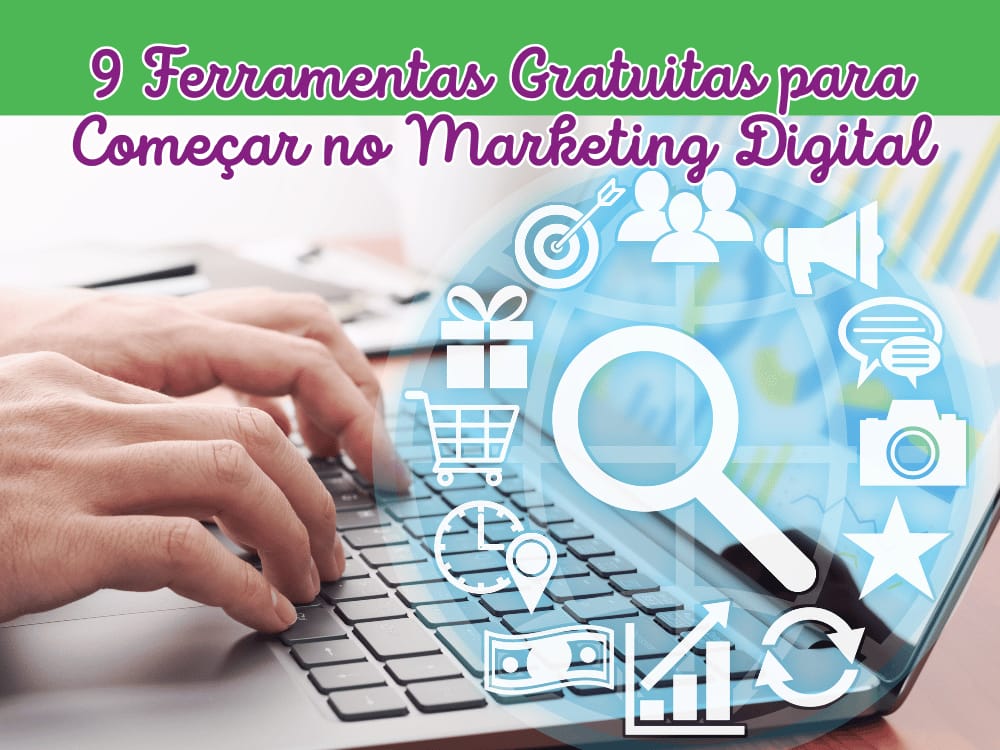 9 ferramentas para começar no marketing digital. imagem de um dedo clicando no ícone de ferramentas digitais.