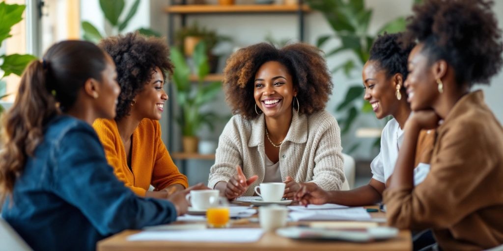 Grupo de mulheres empreendedoras em uma masterclass.